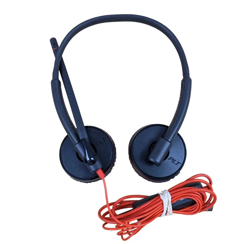 Plantronics C3225 Wired Headset Black Red‎ USB-A Noise Canceling Mic